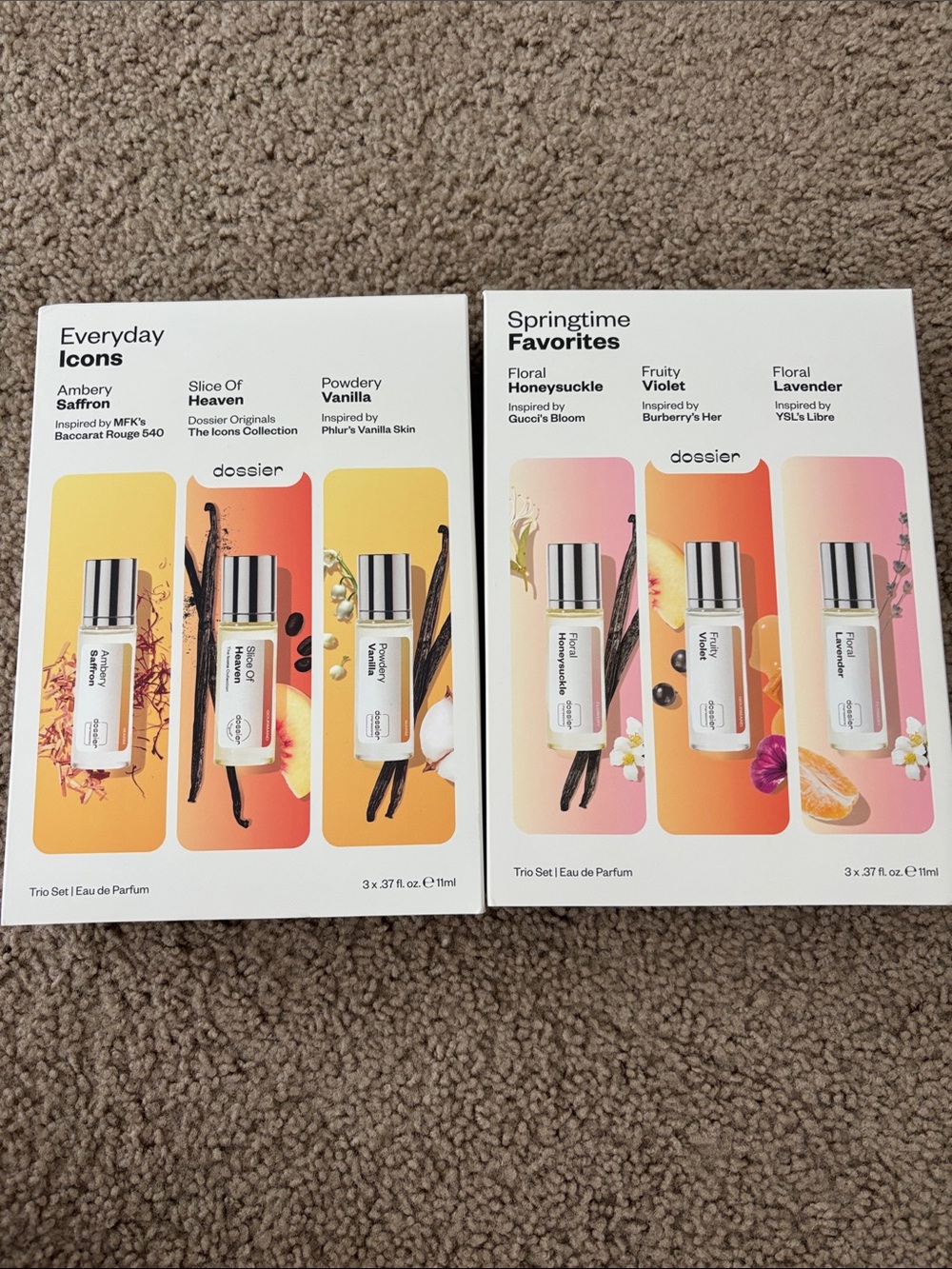 Dossier Everyday Icons & Springtime Favorites Fragrance Trios 0.37 oz x  6